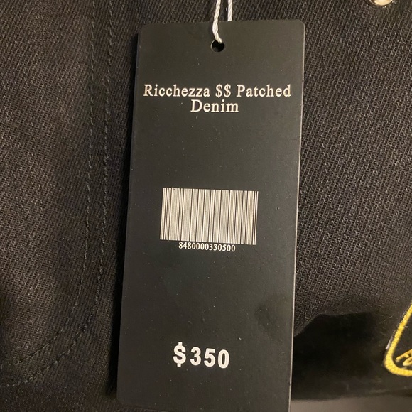 Ricchezza Black Denim Jeans $$ Patched - Picture 5 of 7